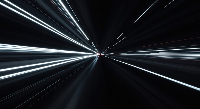 Abstract background showing streaking white light creating a visual representation of time travel or warped speed through a dark void ,travel ,deep ,mystery