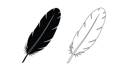 Two contrasting feather illustrations one solid and one outlined silhouette © MD