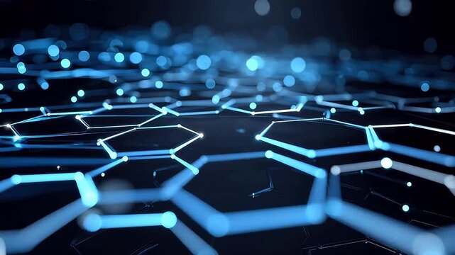 Abstract blue hexagonal network