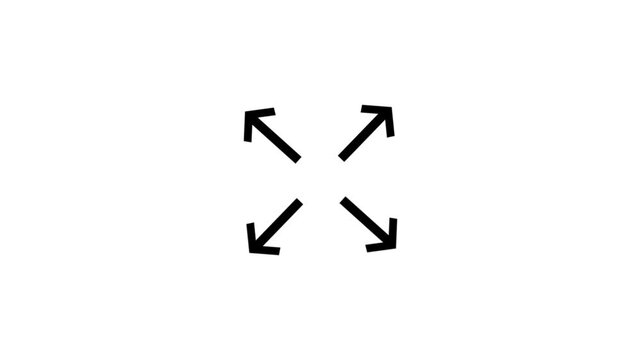 way direction arrow sign. Animated Black Four-Way Arrows way direction. 4 directional arrows animation on white background. compass concept all 4 direction, east, west, south and north.4k
