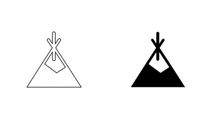 Traditional Teepee Tent Icon for Cultural Heritage and Indigenous History, Native American Wigwam Vector Illustration in Minimalist Outline and Glyph Style © Ihtesham