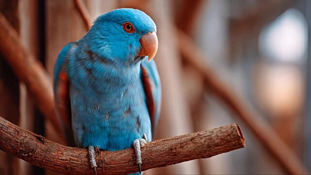 Blue parrot perched on branch