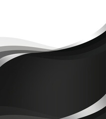 Luxury Black and Silver Abstract Wave Shape Illustration Transparent Background PNG Graphic