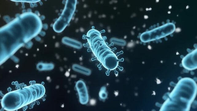 3D Animation of Bifidus Flora Floating in Gut Microbiome Environment