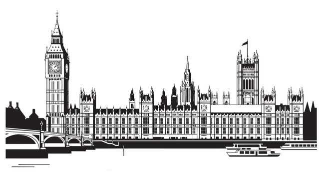 Iconic London Skyline Featuring Parliament Buildings, Westminster Bridge, and River Thames.
