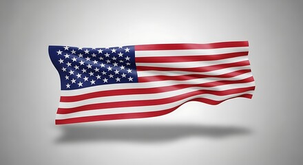 Obraz premium American Flag Waving Proudly on Flagpole Against