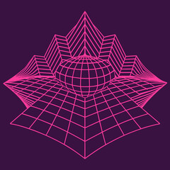 Distorted grid shapes isolated. Retrofuturistic warped mesh grid. Curved mesh abstract elements. Retro punk design element. Vector curve surface background. © Designer As HasiB