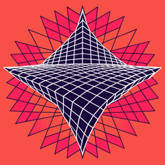 Distorted grid shapes isolated. Retrofuturistic warped mesh grid. Curved mesh abstract elements. Retro punk design element. Vector curve surface background. © Designer As HasiB