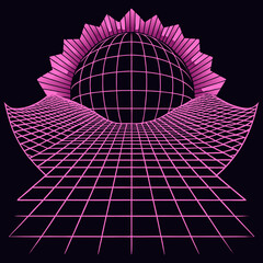 Distorted grid shapes isolated. Retrofuturistic warped mesh grid. Curved mesh abstract elements. Retro punk design element. Vector curve surface background. © Designer As HasiB