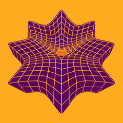 Distorted grid shapes isolated. Retrofuturistic warped mesh grid. Curved mesh abstract elements. Retro punk design element. Vector curve surface background. © Designer As HasiB