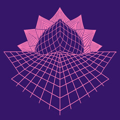 Distorted grid shapes isolated. Retrofuturistic warped mesh grid. Curved mesh abstract elements. Retro punk design element. Vector curve surface background. © Designer As HasiB