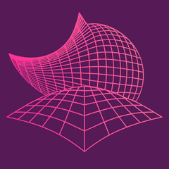 Distorted grid shapes isolated. Retrofuturistic warped mesh grid. Curved mesh abstract elements. Retro punk design element. Vector curve surface background. © Designer As HasiB