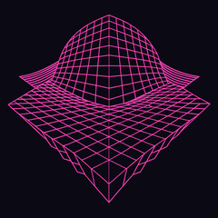 Distorted grid shapes isolated. Retrofuturistic warped mesh grid. Curved mesh abstract elements. Retro punk design element. Vector curve surface background. © Designer As HasiB