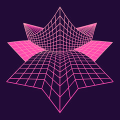 Distorted grid shapes isolated. Retrofuturistic warped mesh grid. Curved mesh abstract elements. Retro punk design element. Vector curve surface background. © Designer As HasiB