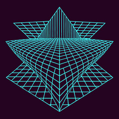 Distorted grid shapes isolated. Retrofuturistic warped mesh grid. Curved mesh abstract elements. Retro punk design element. Vector curve surface background. © Designer As HasiB