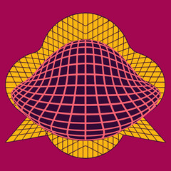 Distorted grid shapes isolated. Retrofuturistic warped mesh grid. Curved mesh abstract elements. Retro punk design element. Vector curve surface background. © Designer As HasiB