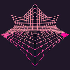 Distorted grid shapes isolated. Retrofuturistic warped mesh grid. Curved mesh abstract elements. Retro punk design element. Vector curve surface background. © Designer As HasiB