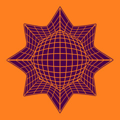 Distorted grid shapes isolated. Retrofuturistic warped mesh grid. Curved mesh abstract elements. Retro punk design element. Vector curve surface background. © Designer As HasiB