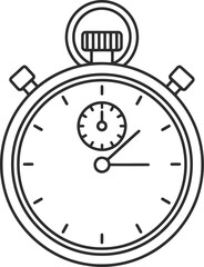 Obraz premium Simple black and white line art illustration of a classic mechanical analog stopwatch icon