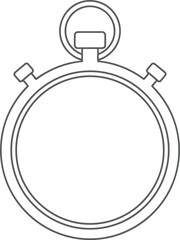 Fototapeta premium Simple black and white line drawing of a classic stopwatch icon with a top ring and two side buttons.