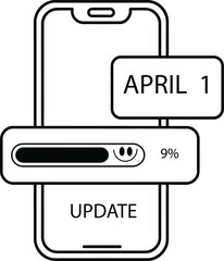 April Fools Fake Update Screen Line Icon