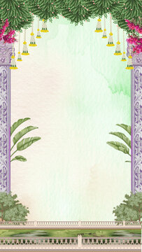 indian wedding traditional invitation template card	