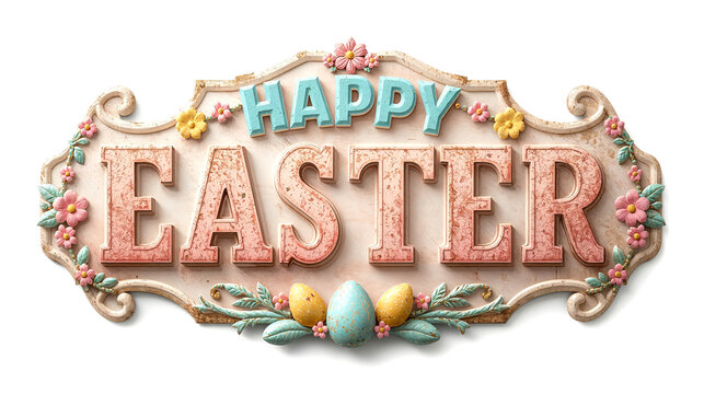 Happy Easter sign isolated on white