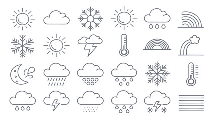 Weather Forecast Line Icons Set