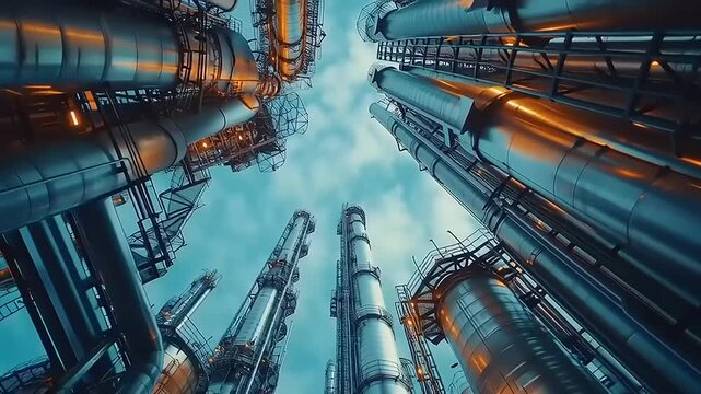 Industrial Pipelines with Steam and Lighting.