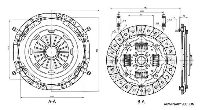 Drawing of a vintage technical patent for a circular mechanical part