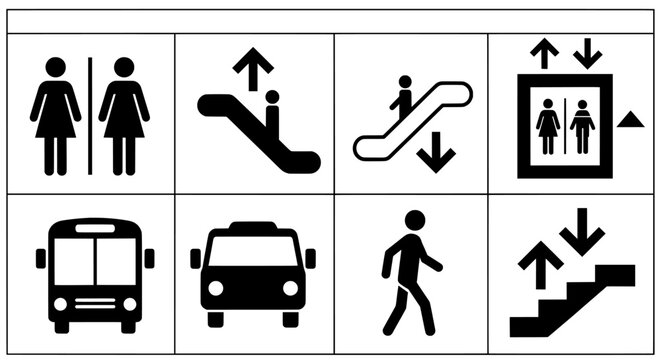Icon set for public navigation and facility signage