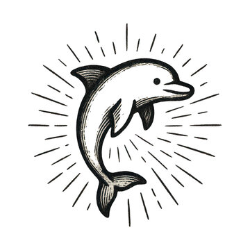 PNG Vintage dolphin illustration design.