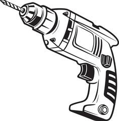 Professional power tool illustration of a drill for construction and DIY projects