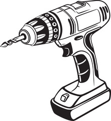 Cordless power drill with bit and battery pack for DIY and construction