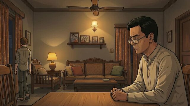 Serious Father and Son Discussion