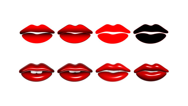 red 8 set lipe hot girl lipe png bundle images design vector 3d style art