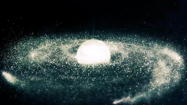 A mesmerizing flythrough of a glowing spiral galaxy with a radiant star at its core, showcasing vast cosmic beauty and space exploration themes.

