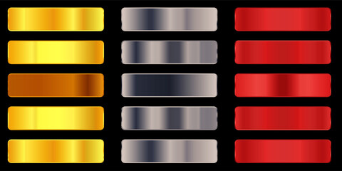 Metallic gradient foil background. most popular gradient. Gold, Pink gold, Silver and Holographic metal vector template © Dul