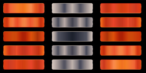 Metallic gradient foil background. most popular gradient. Gold, Pink gold, Silver and Holographic metal vector template © Dul