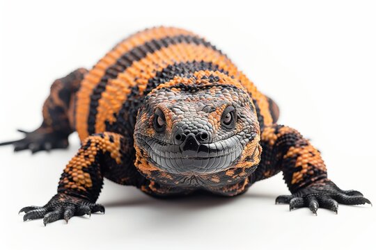 Striking close-up shot of a Gila monster, showcasing its unique patterns and scales.