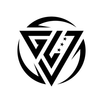 Stylized initial GLJ Black Logo with Stars Inside. vector logo design