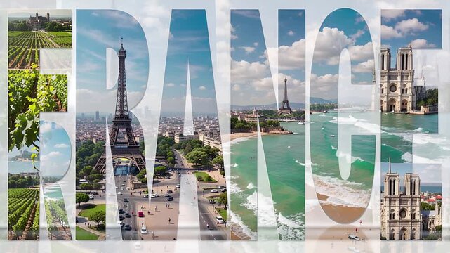 france: iconic landscapes & landmarks in a dynamic 3d word display | travel, tourism, france, postcard, europe theme