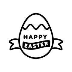 Obraz premium Easter egg illustration with greeting message in black and white style