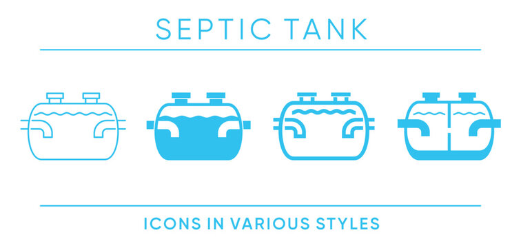 Septic Tank Icons Set in Multiple Graphic Styles