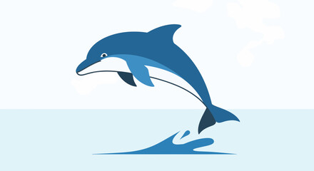 Obraz premium A dolphin jumping out of the water in a dynamic illustration