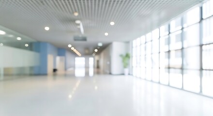 Obraz premium blurred image of empty office interior with large windows
