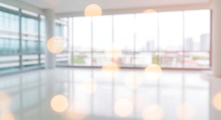 empty room with large windows and shiny floor