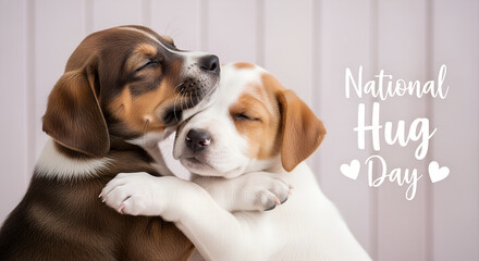 Adorable puppies embrace in a tender, heartwarming hug, celebrating warmth, affection, and the deep connection between animals, perfect for a joyful occasion