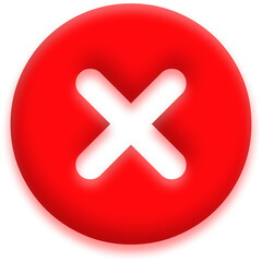 Fototapeta premium 3D Glossy Red Cross Mark Icon for Rejected Status, Error, Delete, and Negative Validation Symbols