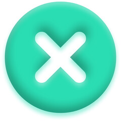 Obraz premium 3D Glossy Red Cross Mark Icon for Rejected Status, Error, Delete, and Negative Validation Symbols